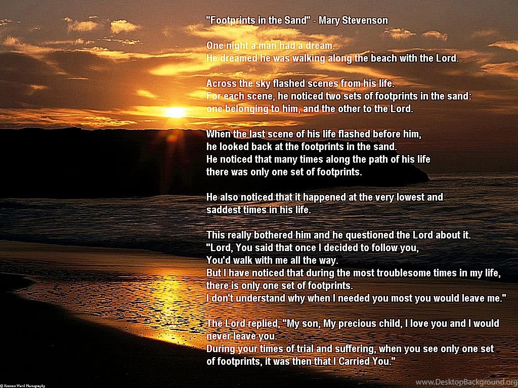 Footprints In Sand Under Sunset Hd Wallpapers