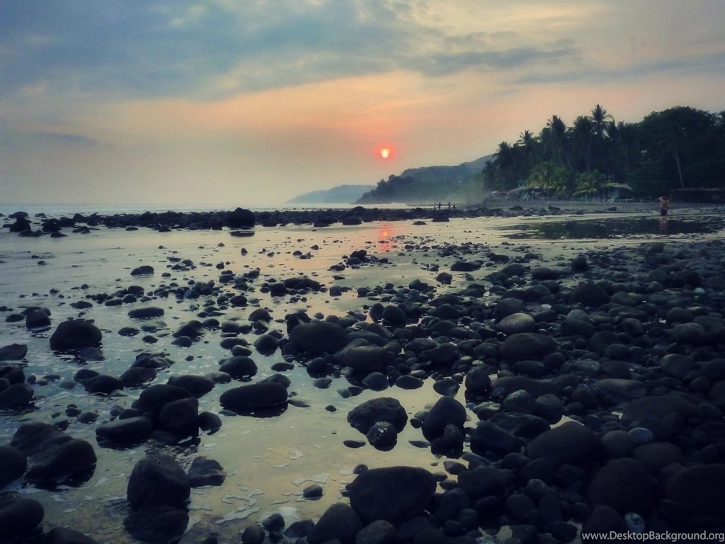 Sunset Mountains Landscapes Sun Trees Rocks El Salvador Sea ...