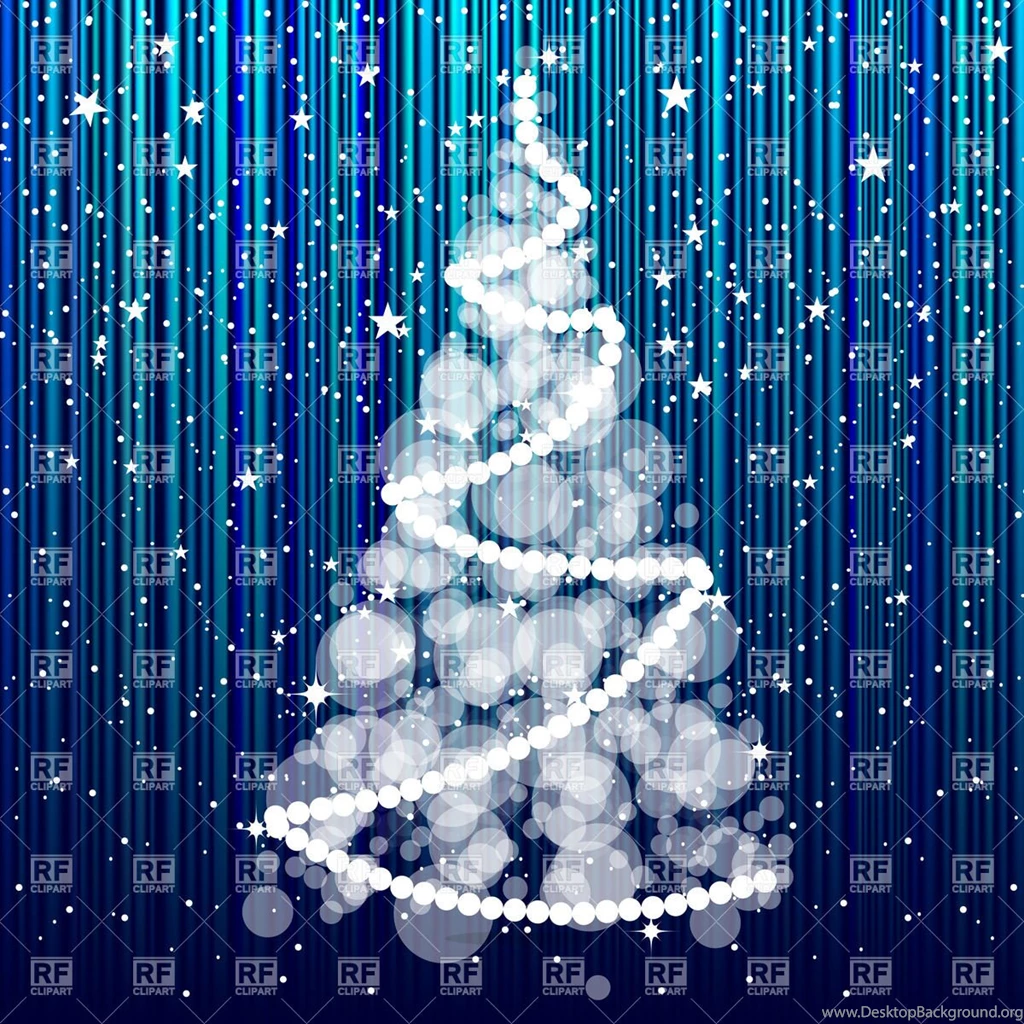 Christmas Tree On Ornate Blue Glittering Background, 24449 ...