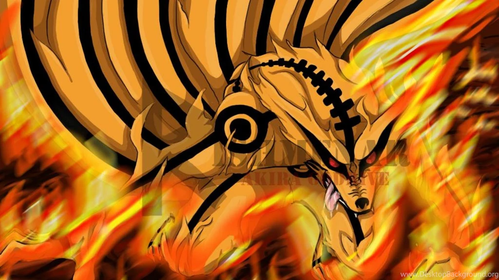 Wallpaper: Naruto, Bijuu Form, Fox, Animal, Fire, Flame, Burning ...