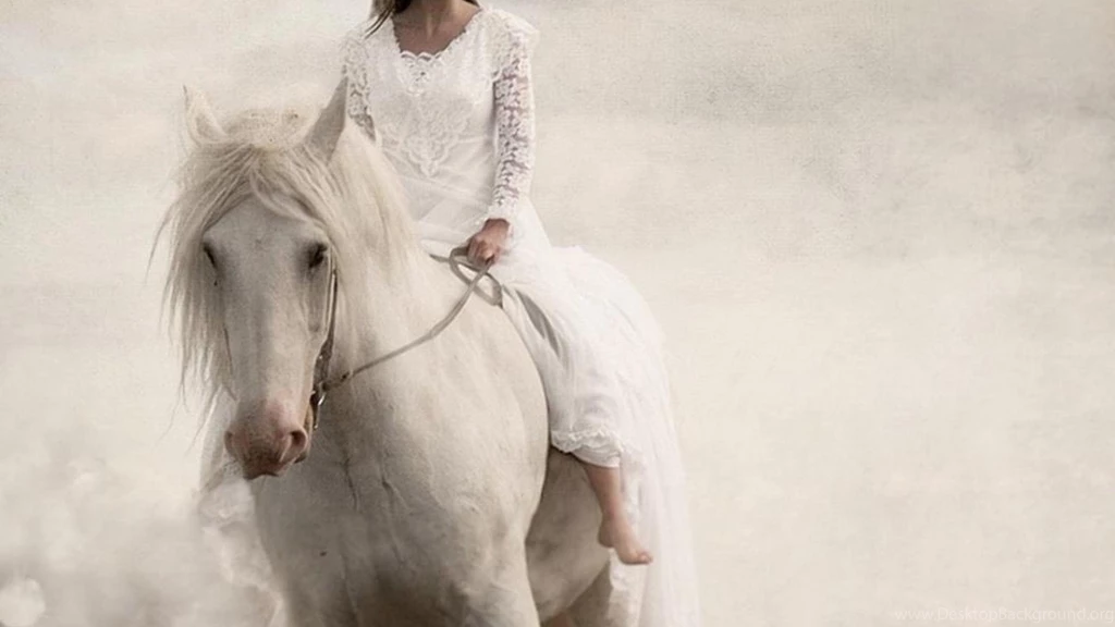 The Lady And White Horse Wallpapers   (
