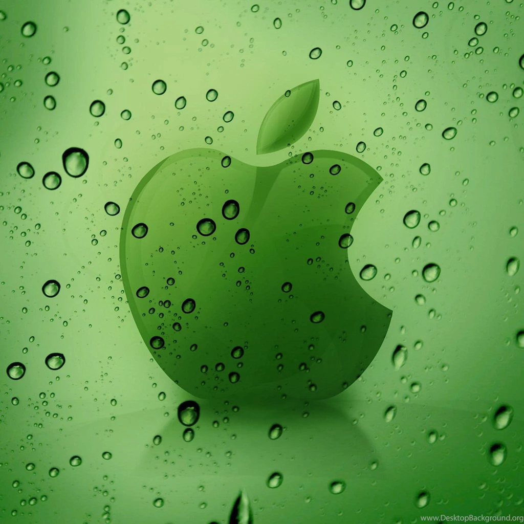 Green Water Droplets Apple Logo iPad Air 2 Wallpapers