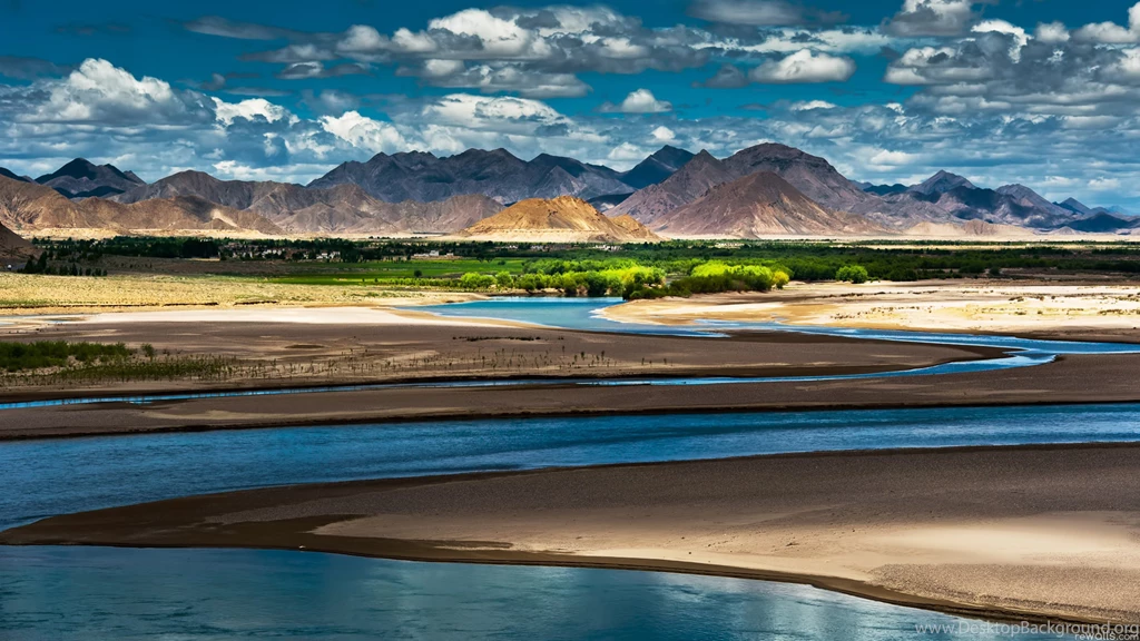 Download Wallpapers 3840x2160 China, Tibet, Mountains, Oasis, River ...