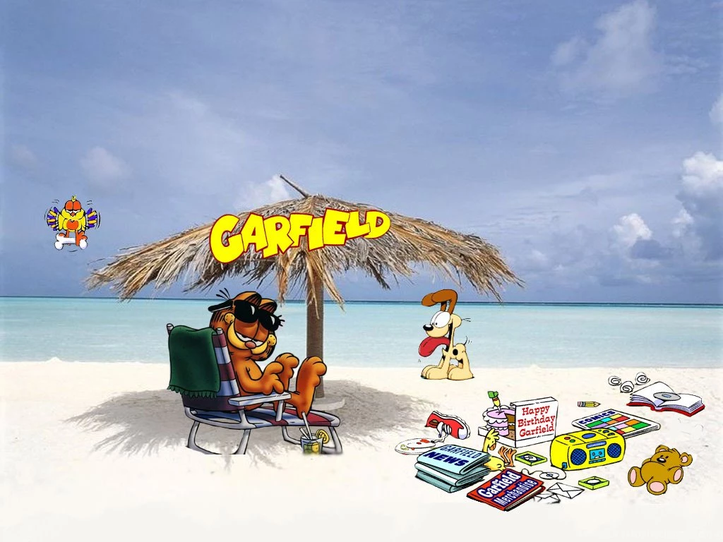 Garfield On The Beach Wallpapers 1024x768