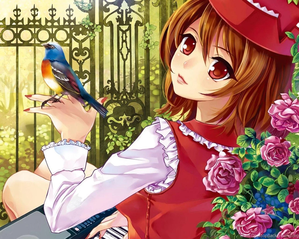 Wallpapers Beautiful Girl With Little Bird Anime 1280 X 1024 ...