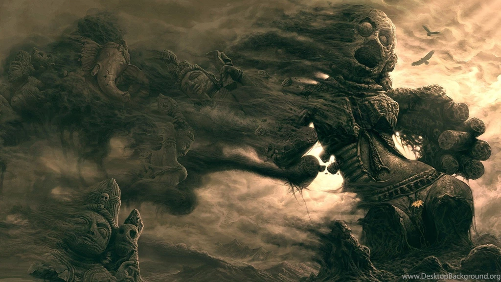 Sand Flowers Smoke Destruction Ghosts Sculpture Artwork Hinduism