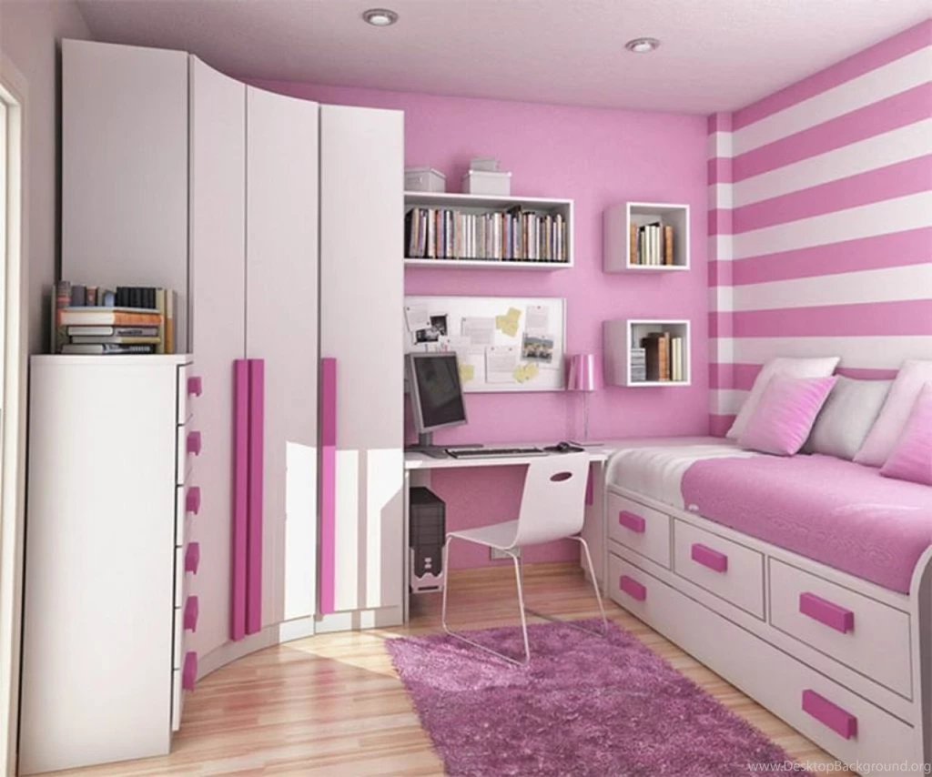 Stripe White And Pink Wallpapers Decor For Teenage Girls Bedroom ...