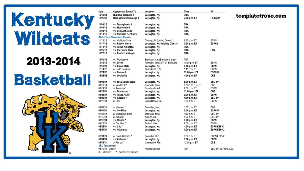 Uk Football Schedule 2013 Poster