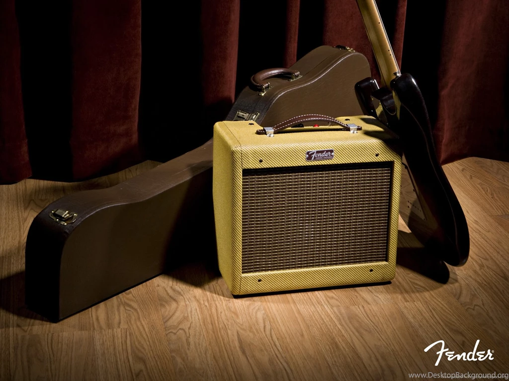 Download 1600x1200 Fender Amplifier, Guitar And Case Wallpapers