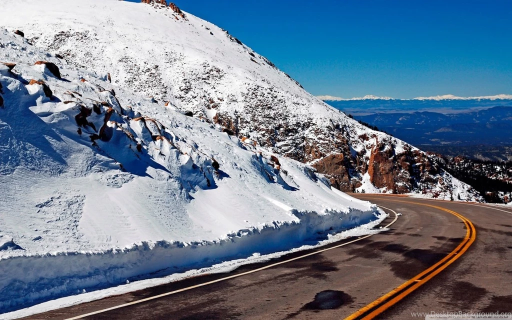 Winter Mountain Road HD Desktop Wallpapers : Widescreen : High ...