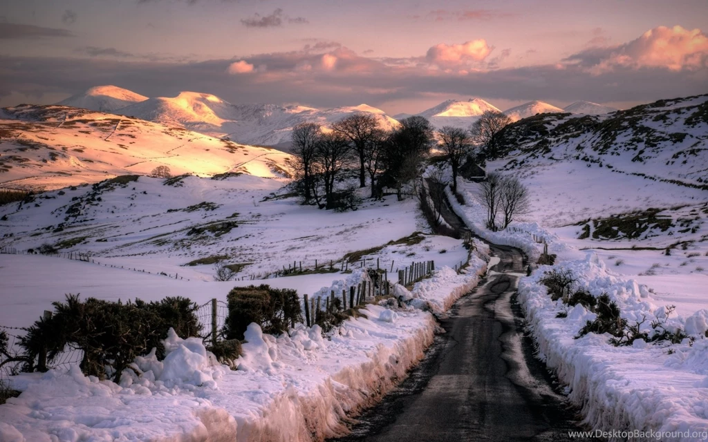 Winter Road And Pathway Desktop Wallpapers