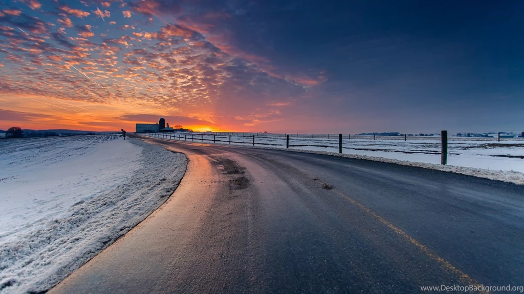 Winter Landscape Road Sunset Sky Wallpapers   1920x1080   550323