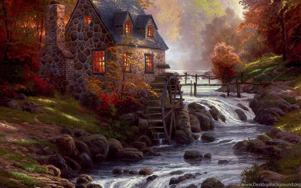 Thomas, Kinkade, Autumn, Wallpaper, Desktop, Background, Desktop ...