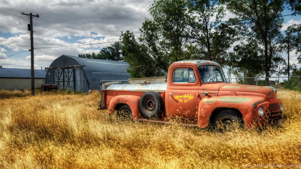 Download Wallpapers 3840x2160 Truck, Garage, Field, Farming, Column ...
