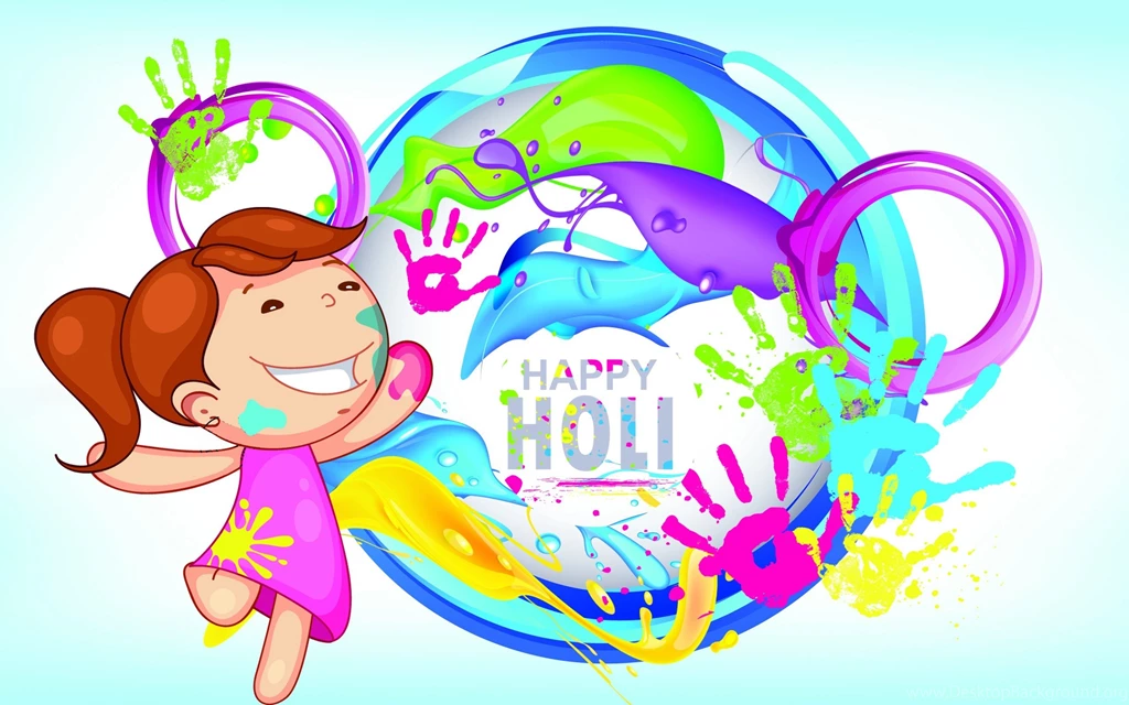 Cute Girl Happy Holi Wallpapers For Desktop Large HD Wallpapers