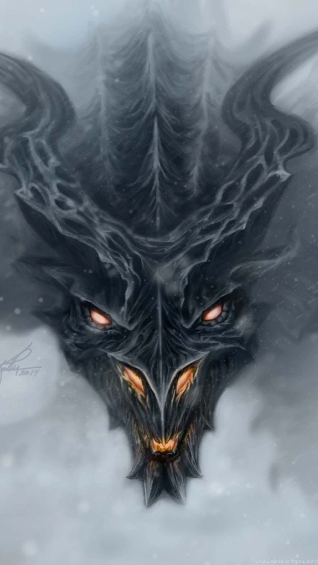 HD Backgrounds Skyrim Dragon Alduin Fog Art Game Wallpapers ...