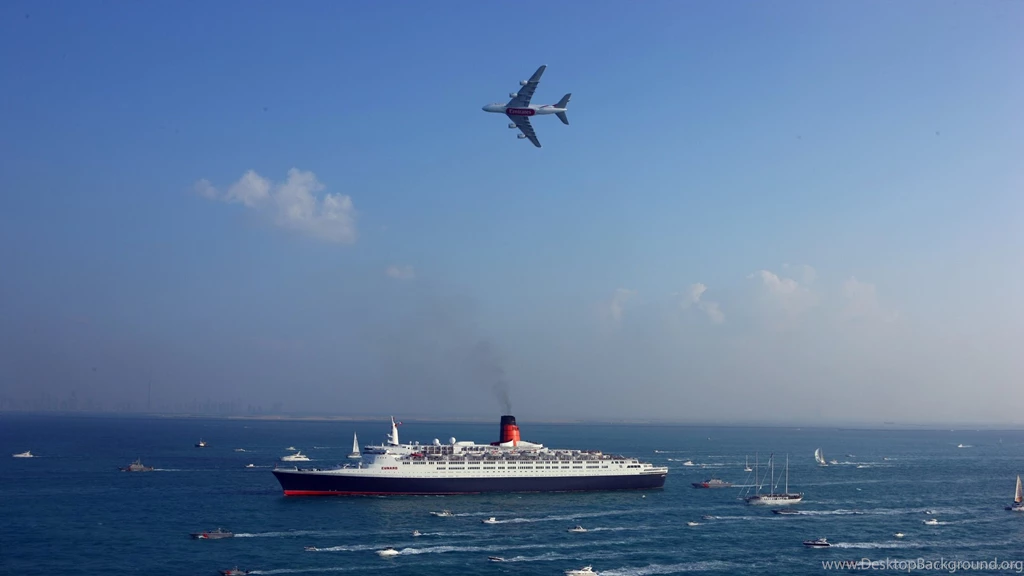 Download 1920x1080 Airbus A380 Flying Over The Ships Wallpapers