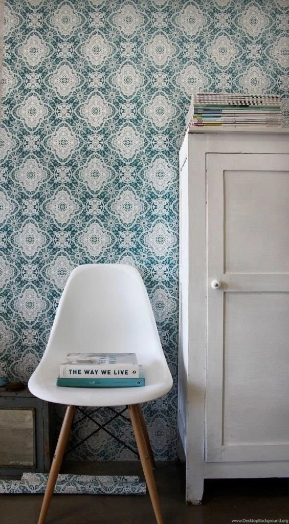 Eames Chair. Vintage Cabinet. Queen Collection Wallpaper. Styling ...