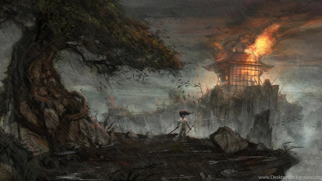 Fire Katana Samurai Blade Afro Samurai Artwork Wallpapers (