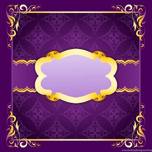 Purple Retro Backgrounds With Golden Frame Vector Vector ...