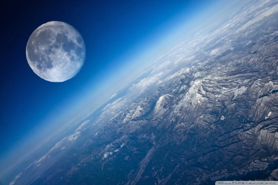 Earth And Moon HD Desktop Wallpapers : Widescreen : High Definition ...