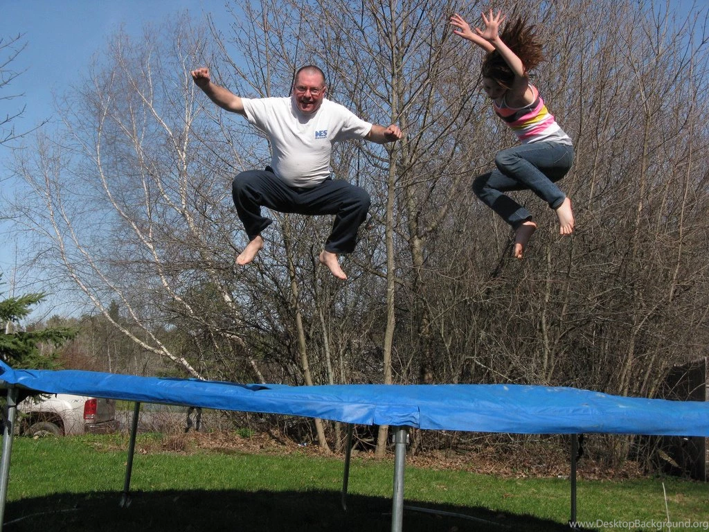 Old Fat Guy On A Trampoline