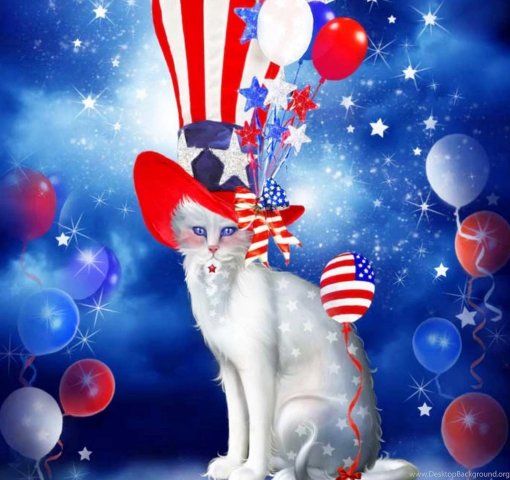 Cat In Patriotic Hat   (