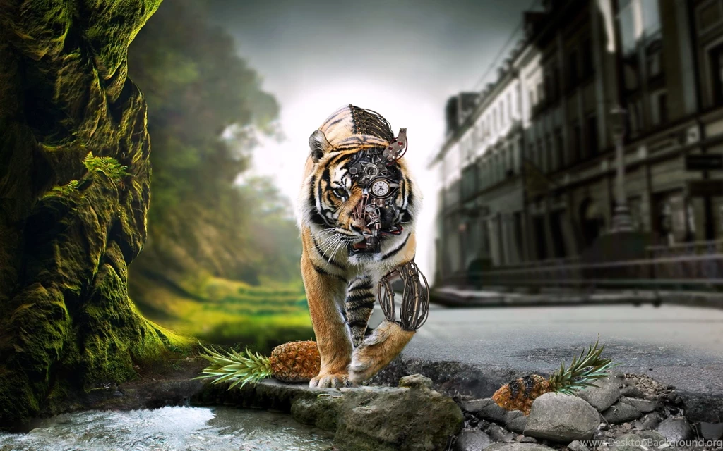 Download Desktop Wallpapers Tiger Robot, Computer Wallpapers