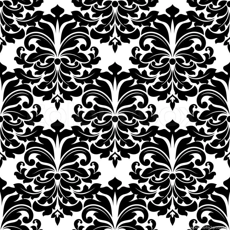 Black And White Damask Seamless Pattern For Background, Wallpapers ...
