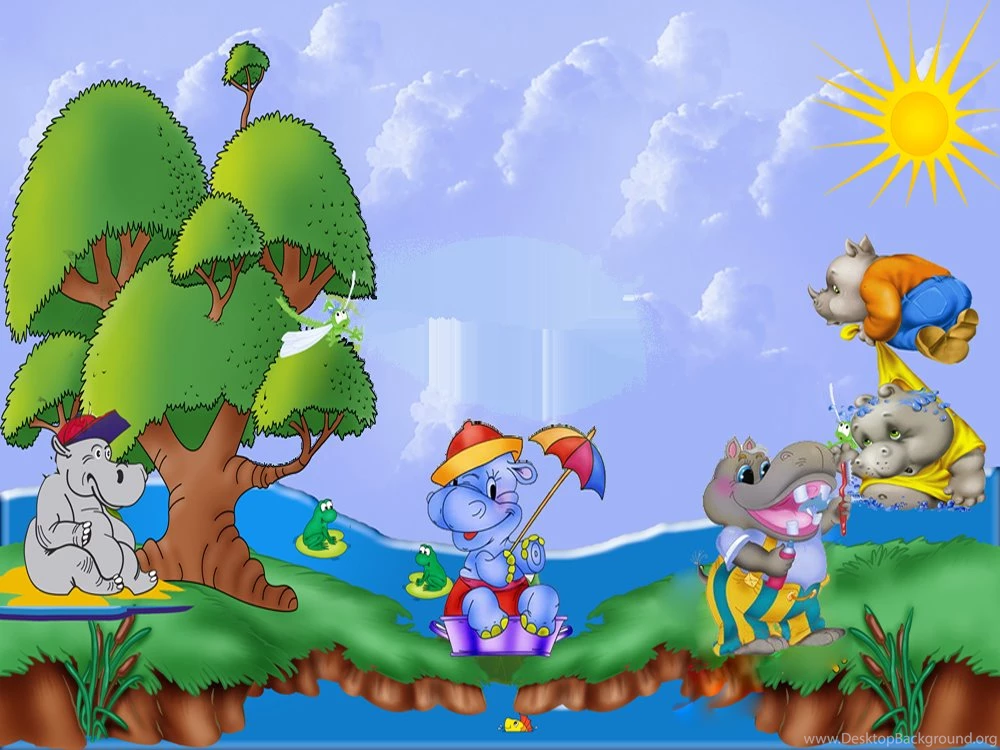 Cute Hippos Kids Transparen PNG Photo Frame