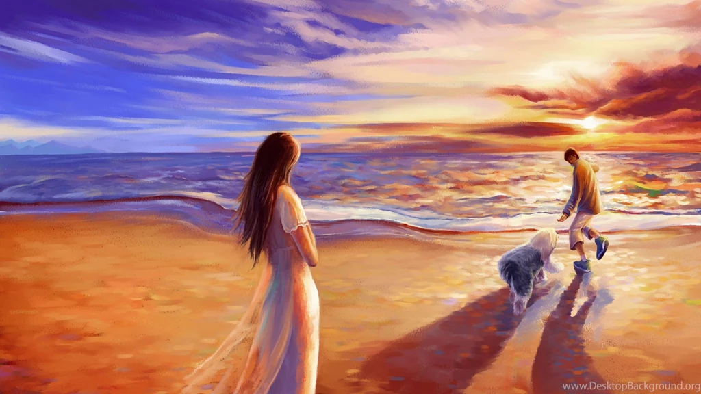 Download Wallpapers 1920x1080 Drawing, Canvas, Couple, Paint, Dog ...