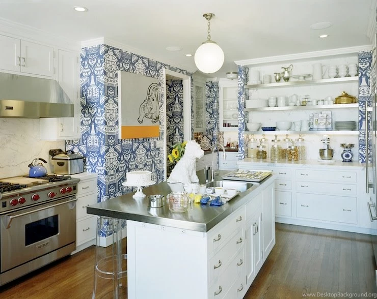 Back Of Kitchen Cabinets Lined With Wallpapers Sweet Inspiration ...