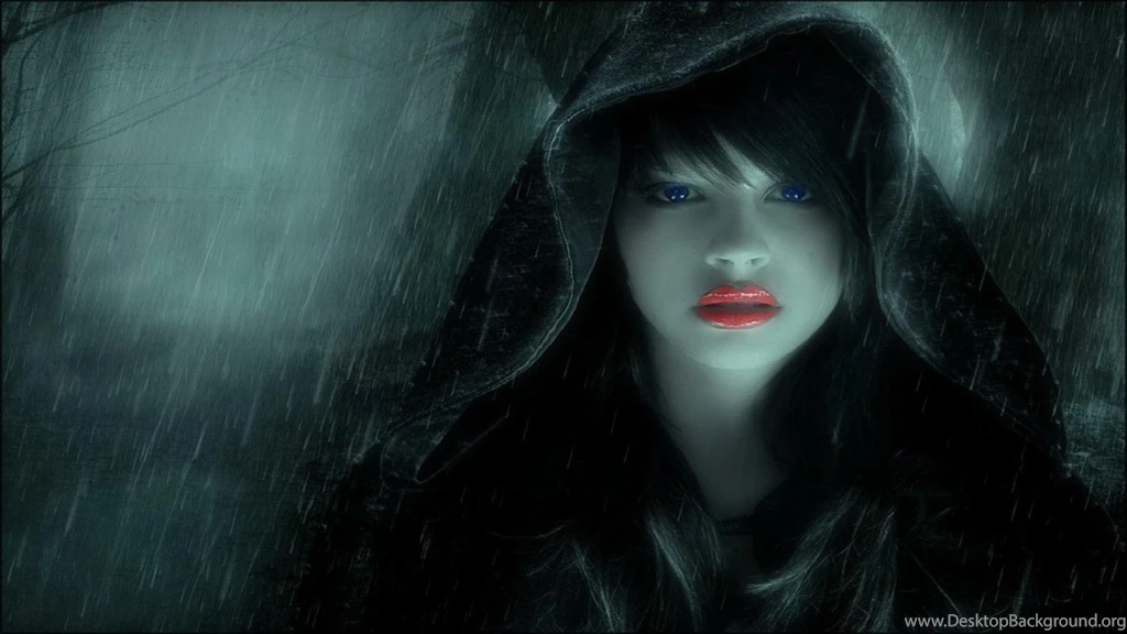 Women Girl Dark Kiss Lips Rain Wallpapers