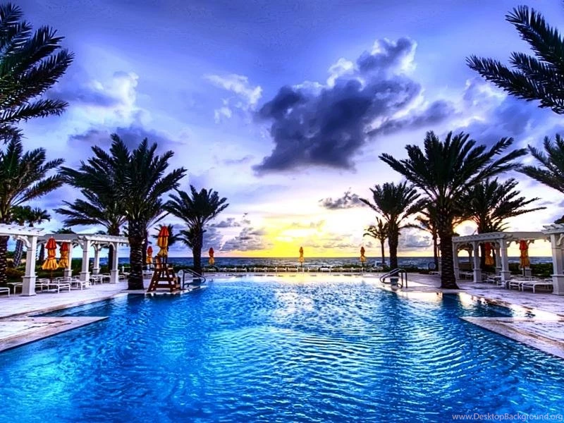 Blue clouds ray sky swimming pool trees free hd wallpapers.jpg
