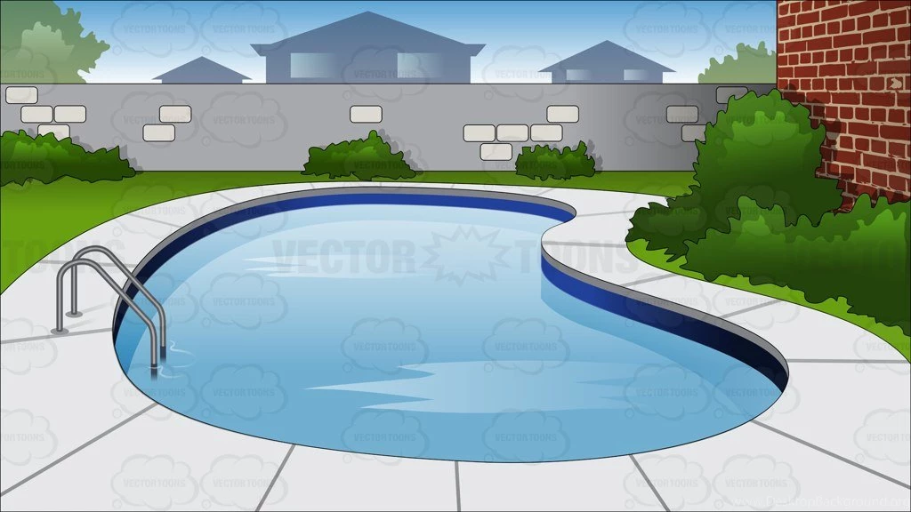Backyard Swimming Pool Backgrounds Cartoon Stock Clip Art • Vector ...
