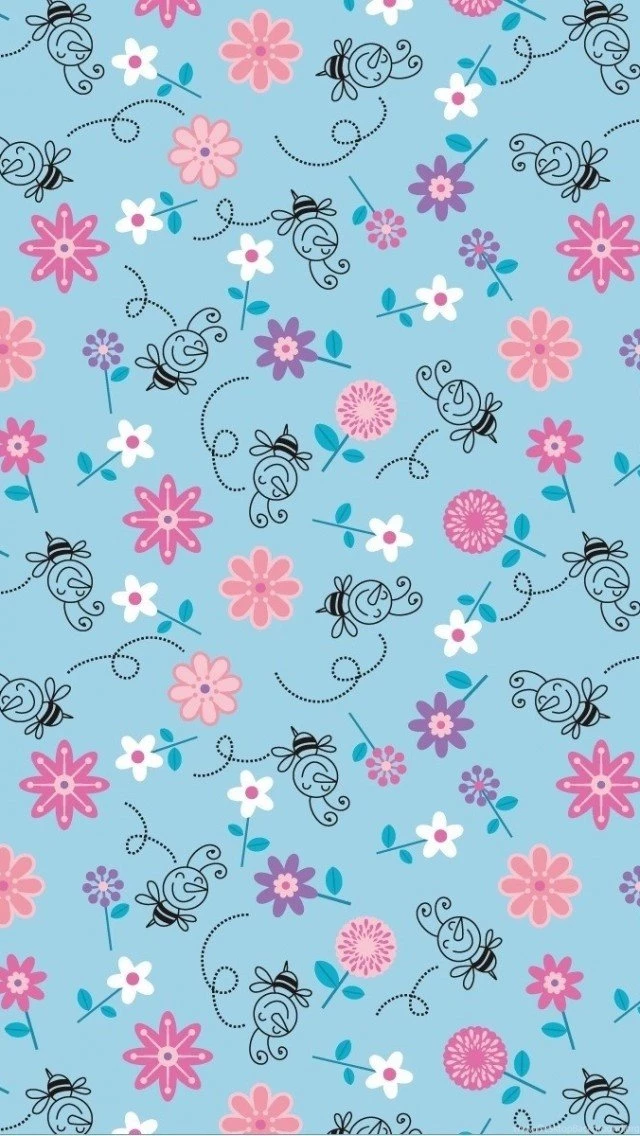 Bees And Flowers Illustration Pattern iPhone 5 Wallpapers / IPod ...