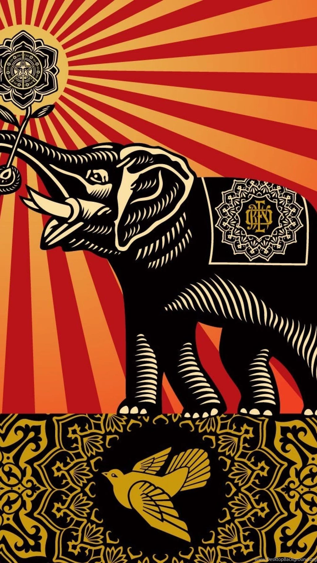 SuperHD.pics: Incase Shepard Fairey Elephants Obey Desktop Bakcgrounds