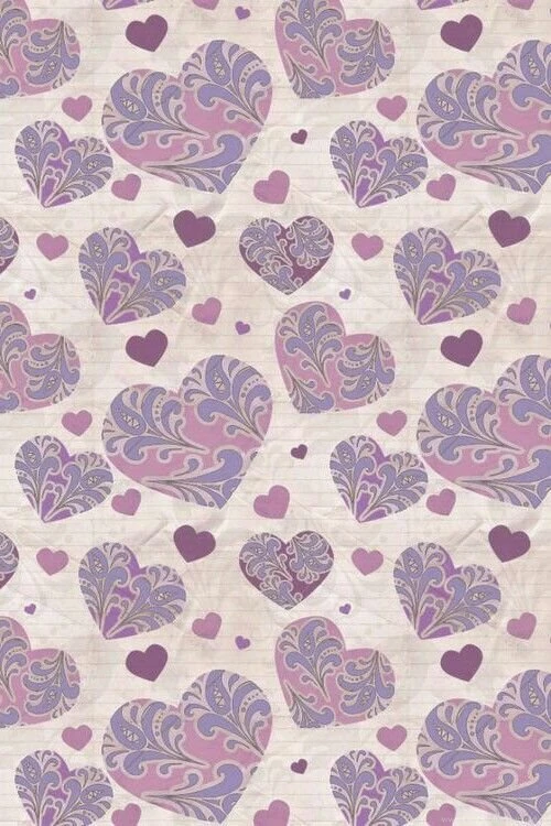 Pastel Pink & Purple Heart Pattern Wallpapers