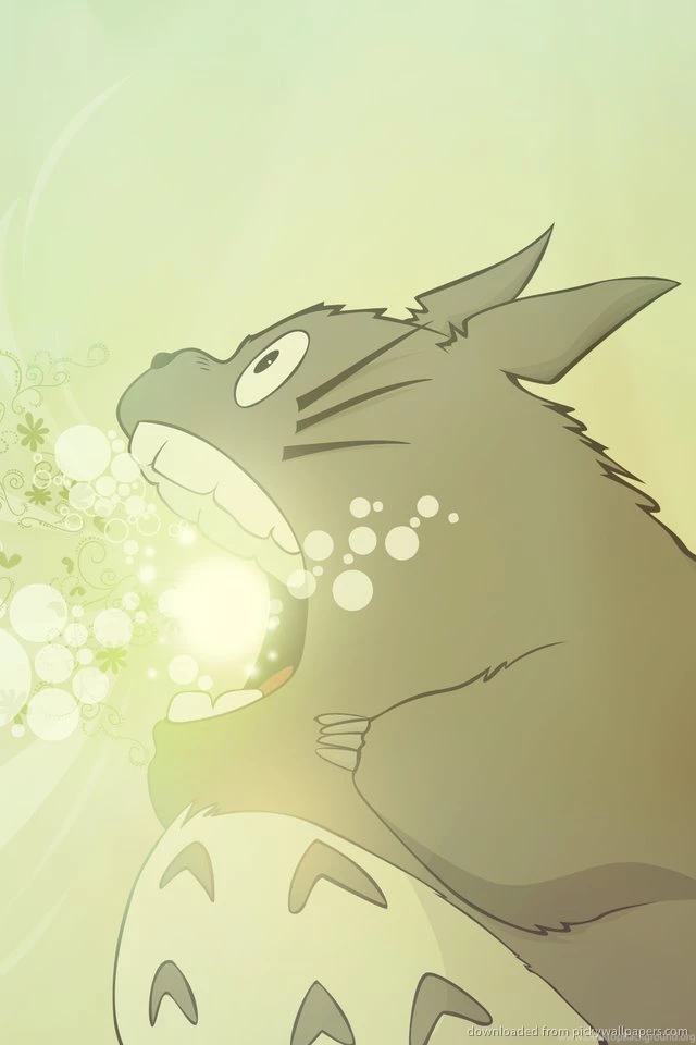 Download My Neighbor Totoro Sparkly Inhaling Wallpapers For iPhone 4