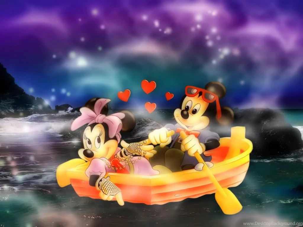 Mickey And Minnie In A Rowboat Free Disney Cartoons Wallpapers ...