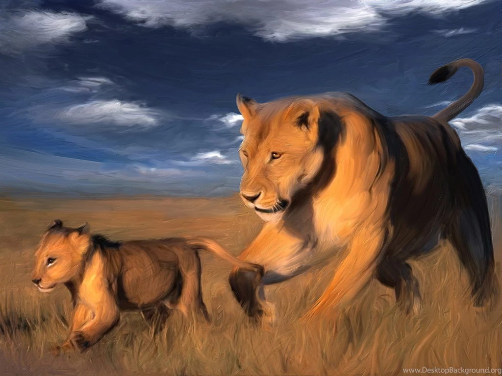 Full HD Wallpapers + Drawings And Paintings, Animals, Lions