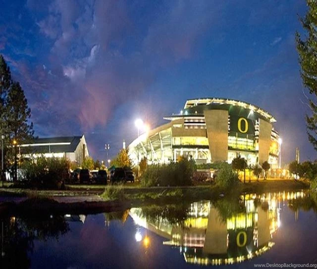 University Of Oregon Ducks Autzen Stadium Outside At Night ...