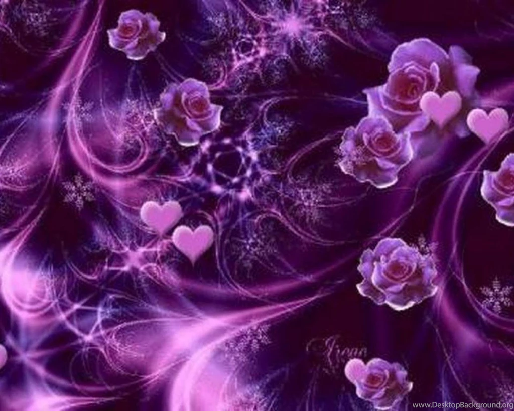 Purple Roses And Hearts Wallpapers   (