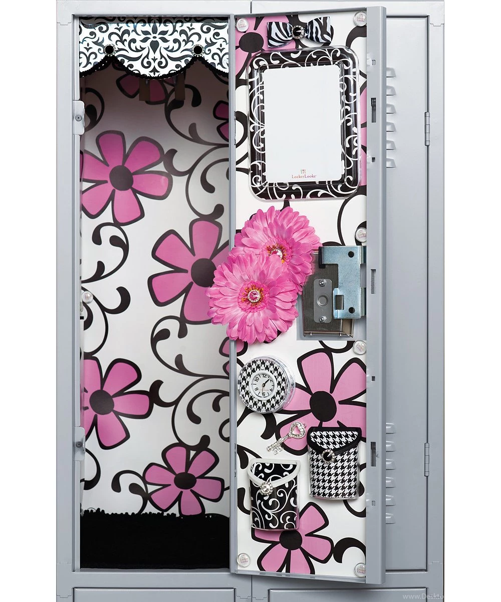 LockerLookz Pink Flower Scroll Locker Wallpapers Set