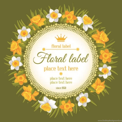 Round Label With Beautiful Flower Backgrounds Vector 02 Vector ...