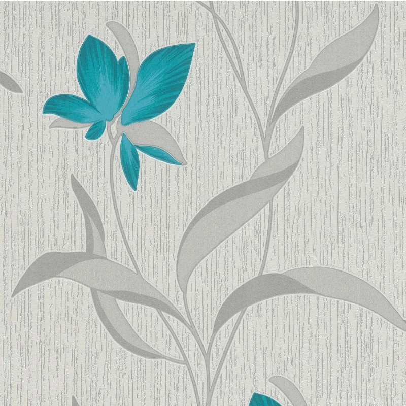 Erismann Fleur Glitter Wallpapers In Teal And Silver   9730 18