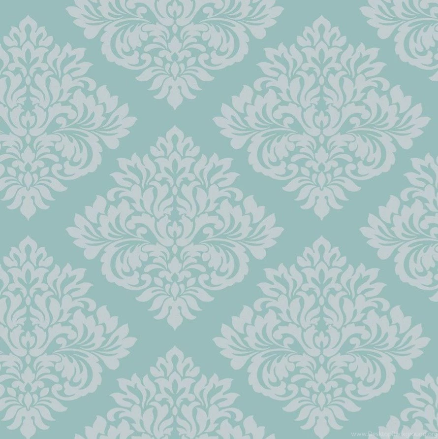 Teal / Silver Glitter Damask Wallpapers
