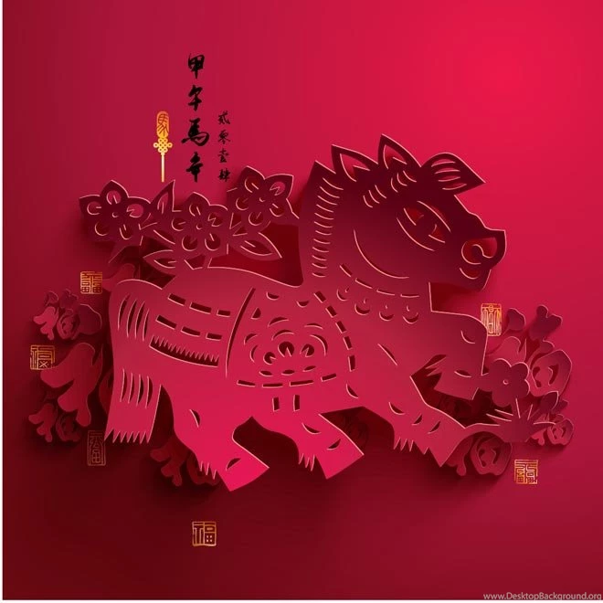 Free Vector Paper Cutting Red Horse Chinese New Year Red Template