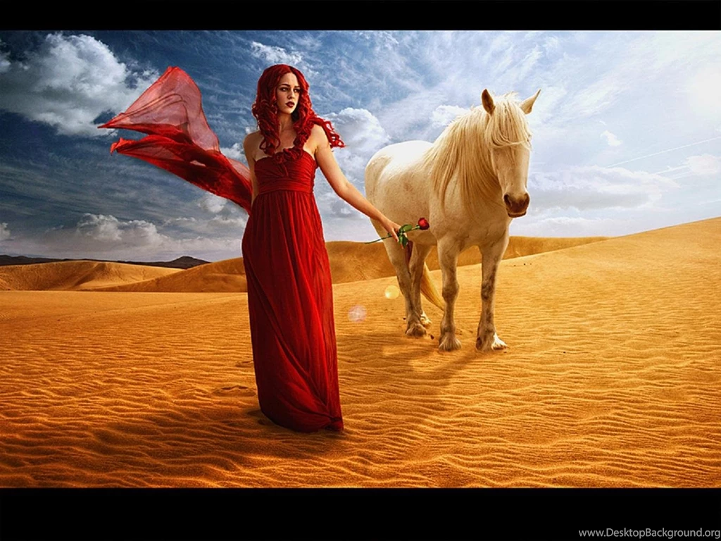 WOMAN AND HORSE WALLPAPER (