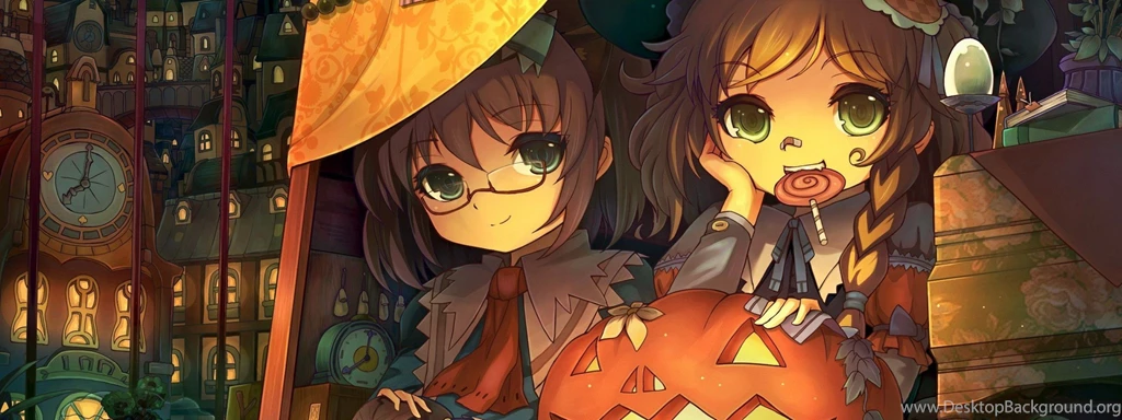Art, Girls, Candy, City, Skull, Pumpkin, Halloween, Glasses, Hat ...